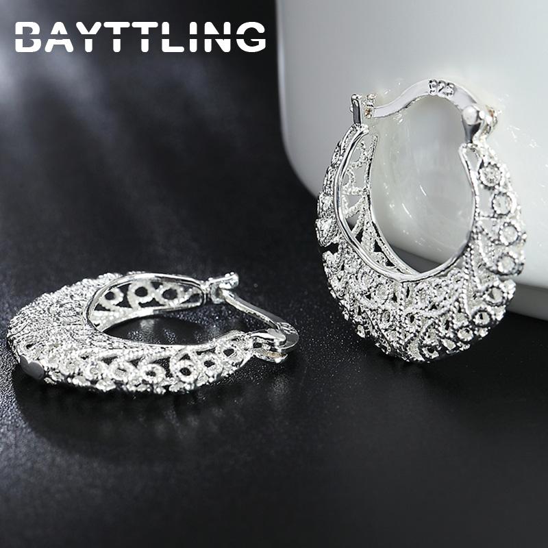 Nieuwe Trend 925 Sterling Zilver Fijne Holle Ronde Creolen Voor Mode Vrouwen Charme Feest Sieraden Cadeau Punk Oorbellen