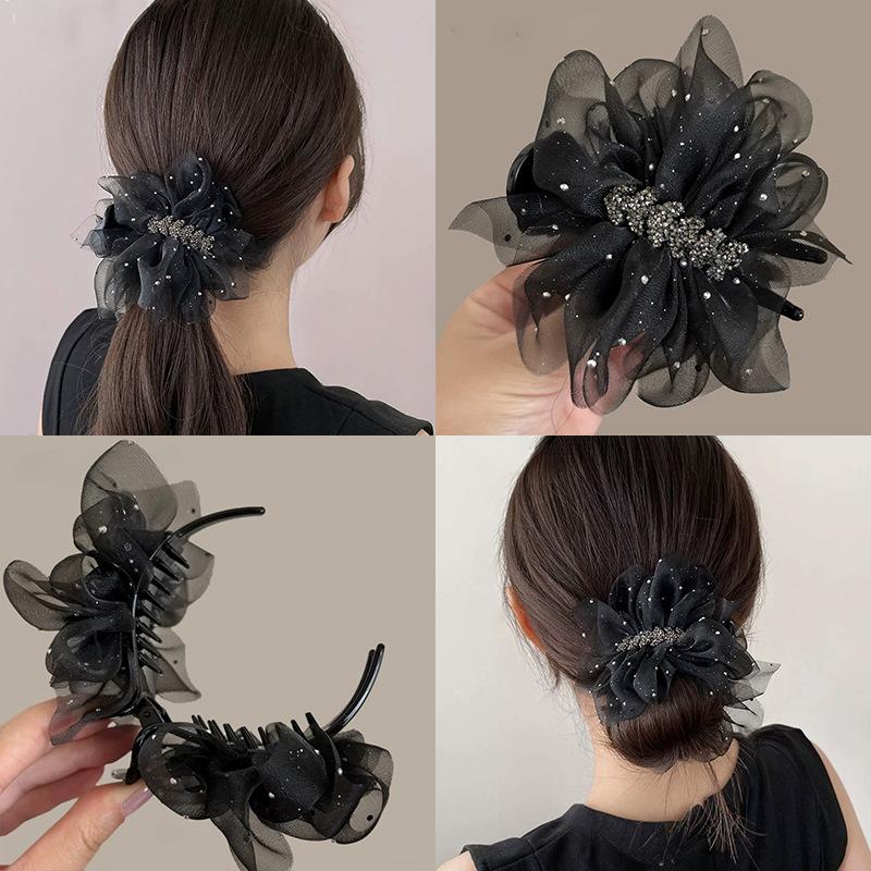 1Pc Elegant Wheat Spike Butterfly Knot Hair Clip For Women Back Of Head Chignon Tail Clip Versatile Shark Clamp