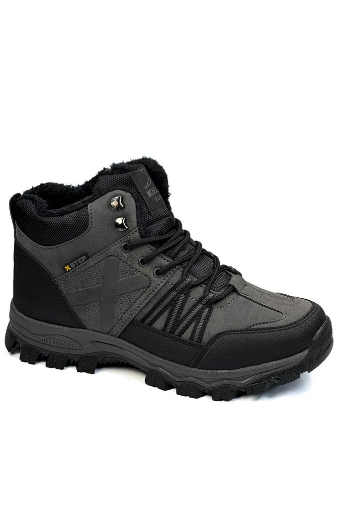 Men's Fashion Flat Heeled Booties Black Unisex Outdoor Boots Shoes