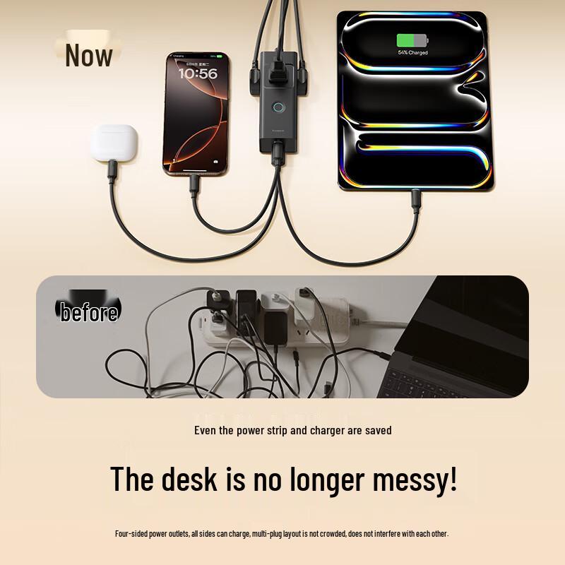 Baseus Carregador de Régua de Tomada de Mesa Multi-Porta GaN 30W