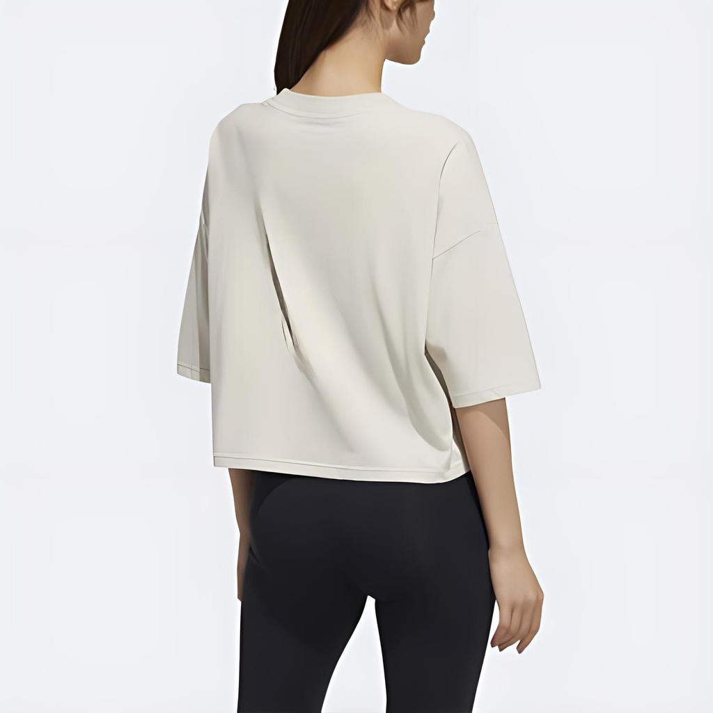 Adidas Neo Allover Logo Print Sports T-Shirt Women Tops Alumina-Brown H62002