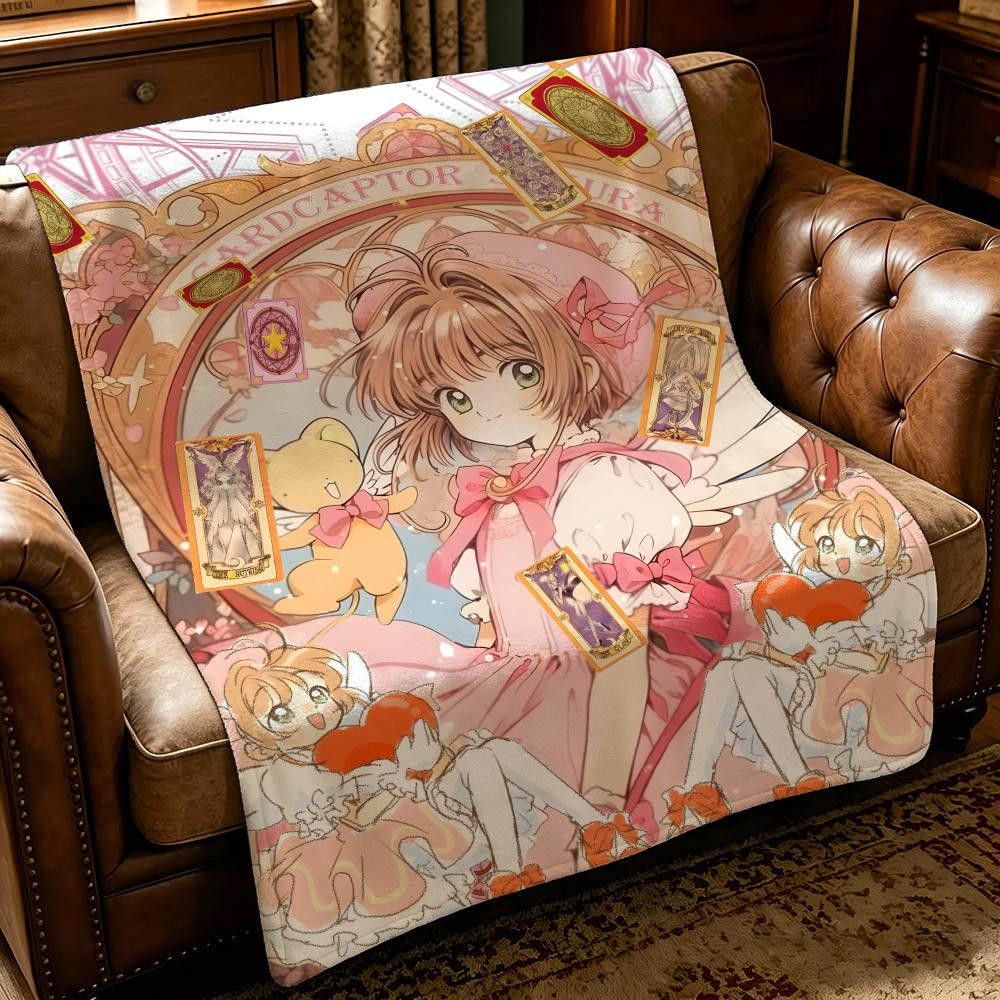 anime C-Cardcaptor Sakura-A Throw Thick Comfort Flannel Quilt, Multi-scene Use Indoor Outdoor Daily Nap