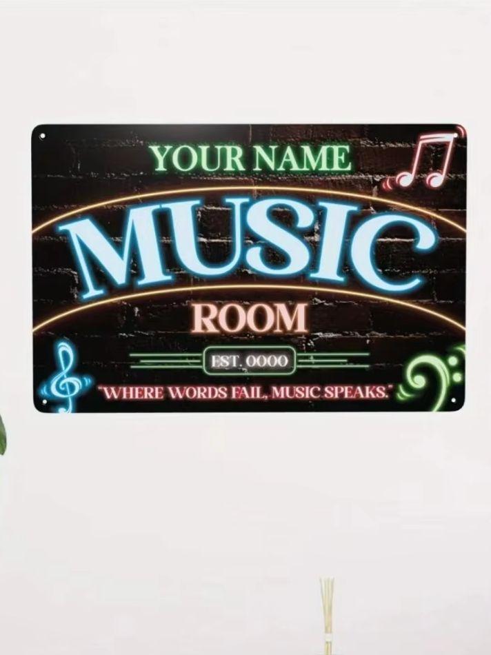 Custom Personalized Metal Sign With Logo Name Text For Music Room Classroom Indoor Outdoor Home Wall Decor Plaque