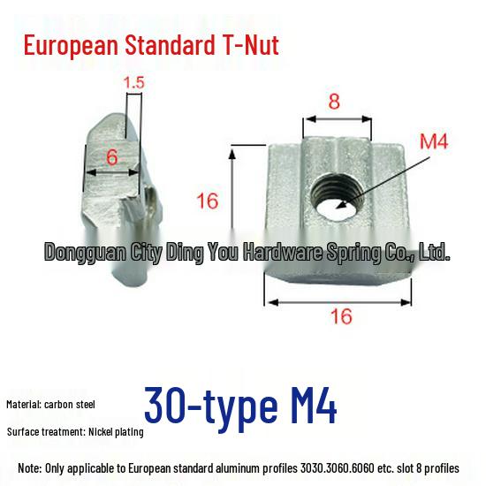 Industrial T-Slot Stainless Steel Slider Nut for 20/30/40 Aluminum Profiles, Square Nuts M3-M8