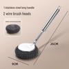 Long Handle Stainless Steel Pot Brush with Non-Shedding Steel Wool