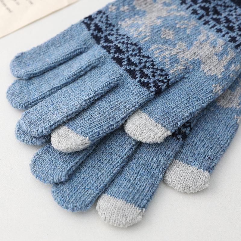 Women's Autumn & Winter Touchscreen Knit Cycling Gloves - Warm, Five-Finger Design, Perfect for Cold Weather and Christmas.