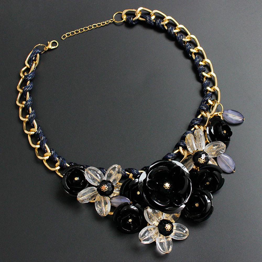 Damen Halskette Bunt gemischt Blumenstil Kette Geflochten Choker Damen Drehmoment Ohrringe