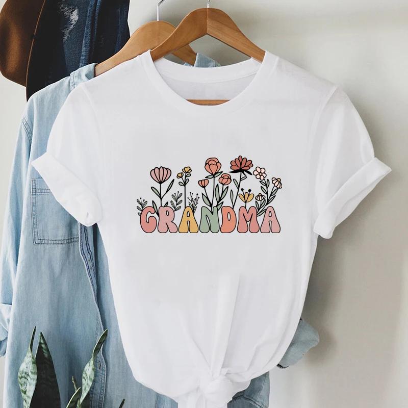 Retro Grandma Floral Tshirt Boho Wildflower Best Grammy Gift Tshirt Camiseta Cute Grandma Life Appreciation Tee Shirt Top M