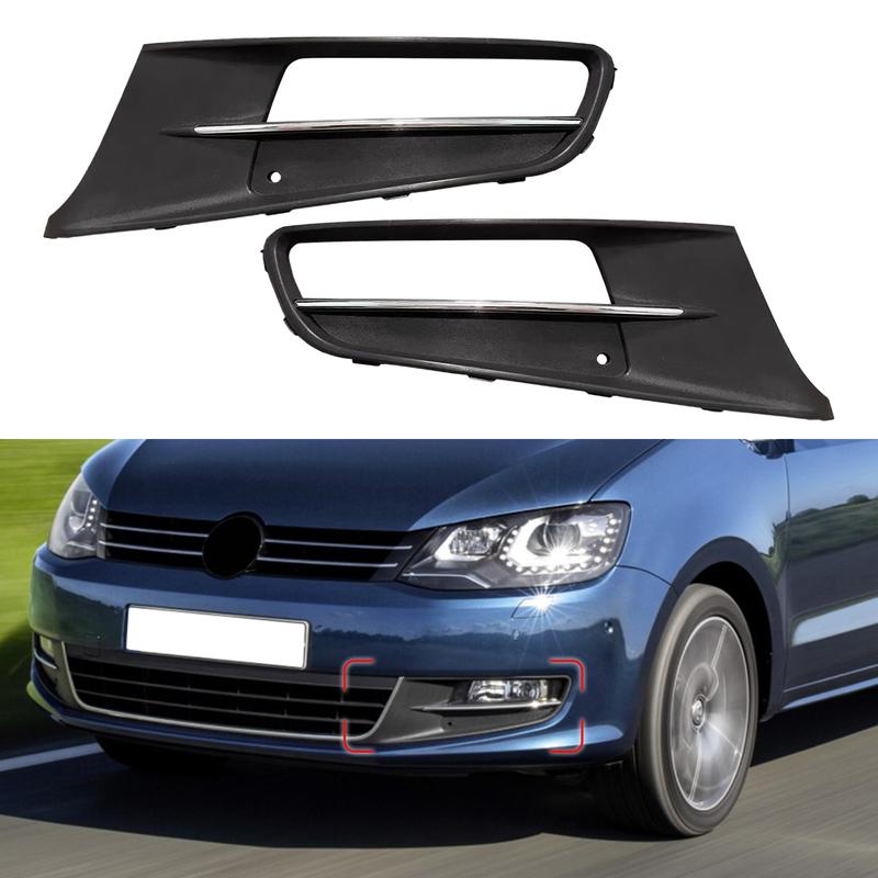 Left & Right Front Fog Light Grill Cover Frame with Chrome for VW Sharan 2012 2013 2014 2015 2016 2017 2018 7N0853665B