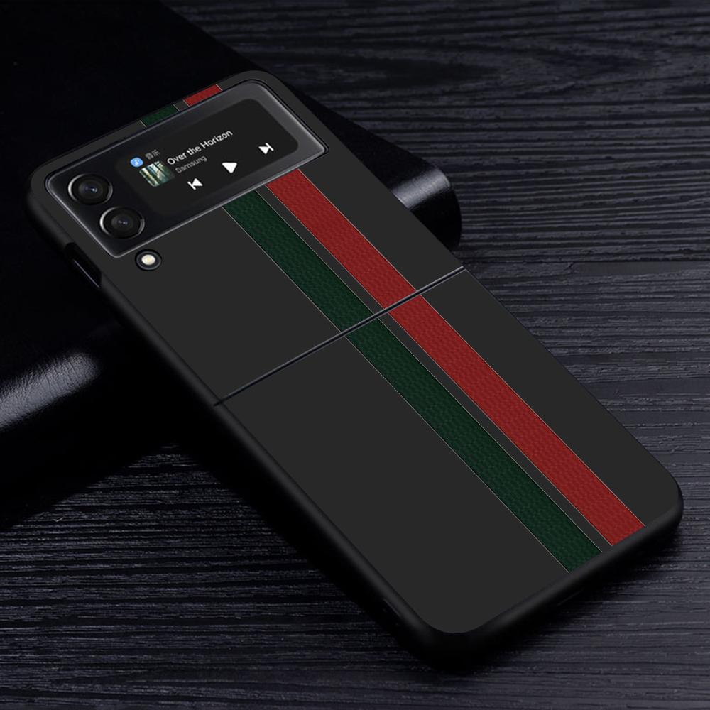 Husă Telefon Mobil pentru Samsung Galaxy Z Flip3 Flip4 5G Negru Coque Z Flip 3 Husă PC Dură de Lux Zflip3 Funda Dungi Marcă Sport