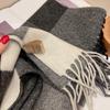 Simple and Versatile Plaid Wool Scarf for Women Couple Narrow Version Long Men's Scarf