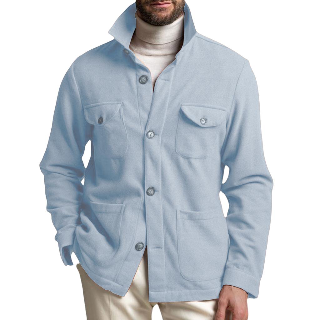 Men's Button Down Shirt Jacket Casual Long Sleeve Shacket Overshirts With Flap Pockets