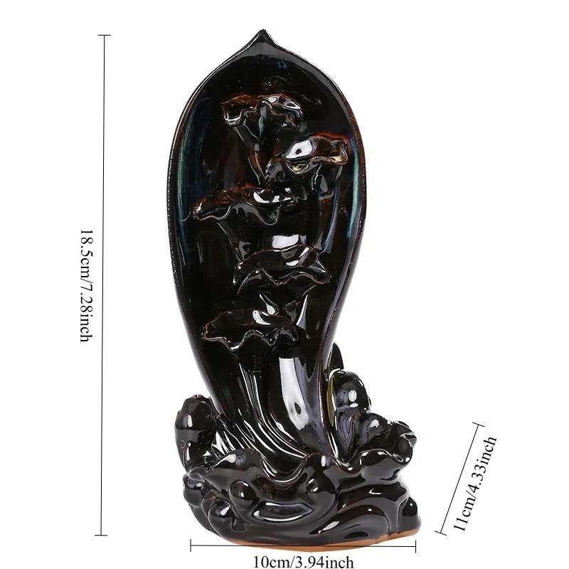 1pc,Lotus Ceramic Incense Stick Holder Backflow Incense Burner Home Decoration (Without Incense)