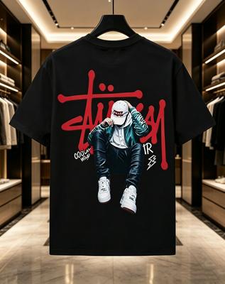 T-shirt da Uomo in Cotone Unisex da Uomo e Donna All-match Cotone Girocollo Y2K Retro Tendenza Fantasia Stampata Manica Corta