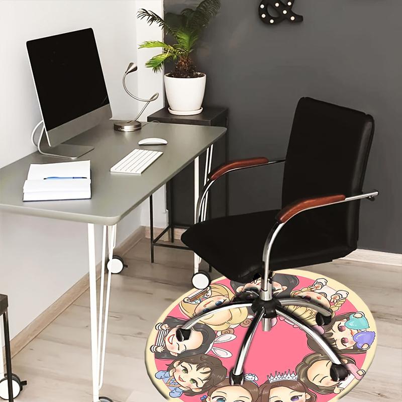 

1pc Chibi Characters Circle Round carpet, Made of Polyester,Perfect for Decorating Office Chairs, Living Rooms 80cm