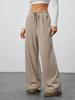 European & American Women's Solid Color Drawstring Waist Wide-Leg Pants