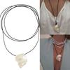 Adjustable Shell Necklace 120cm PU Leather Cord Clavicle Chain Coastal Style Accessory Stylish Neckchain Accessories