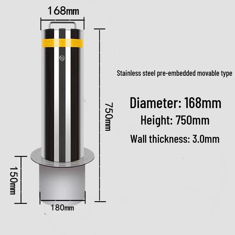 Stainless Steel Reflective Bollard: Thickened Anti-Collision Road Post, 304 Steel Parking Space Isolation Post.