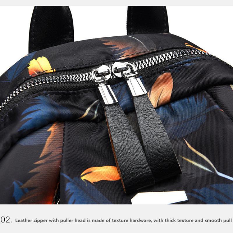 Anti-thief Feather Print Backpack Female Oxford Cloth Waterproof Travel Casual Schoolbag  Brand Ladies Large Capacity Backpack