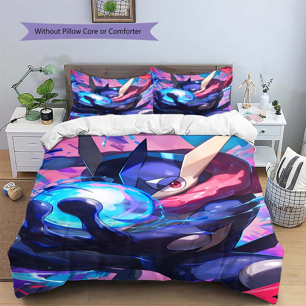 Greninja Battle Pokemon Bedding Set, Cool Duvet Cover Pillowcase for Bedroom Home, Unique Gift for Pokemon Fans