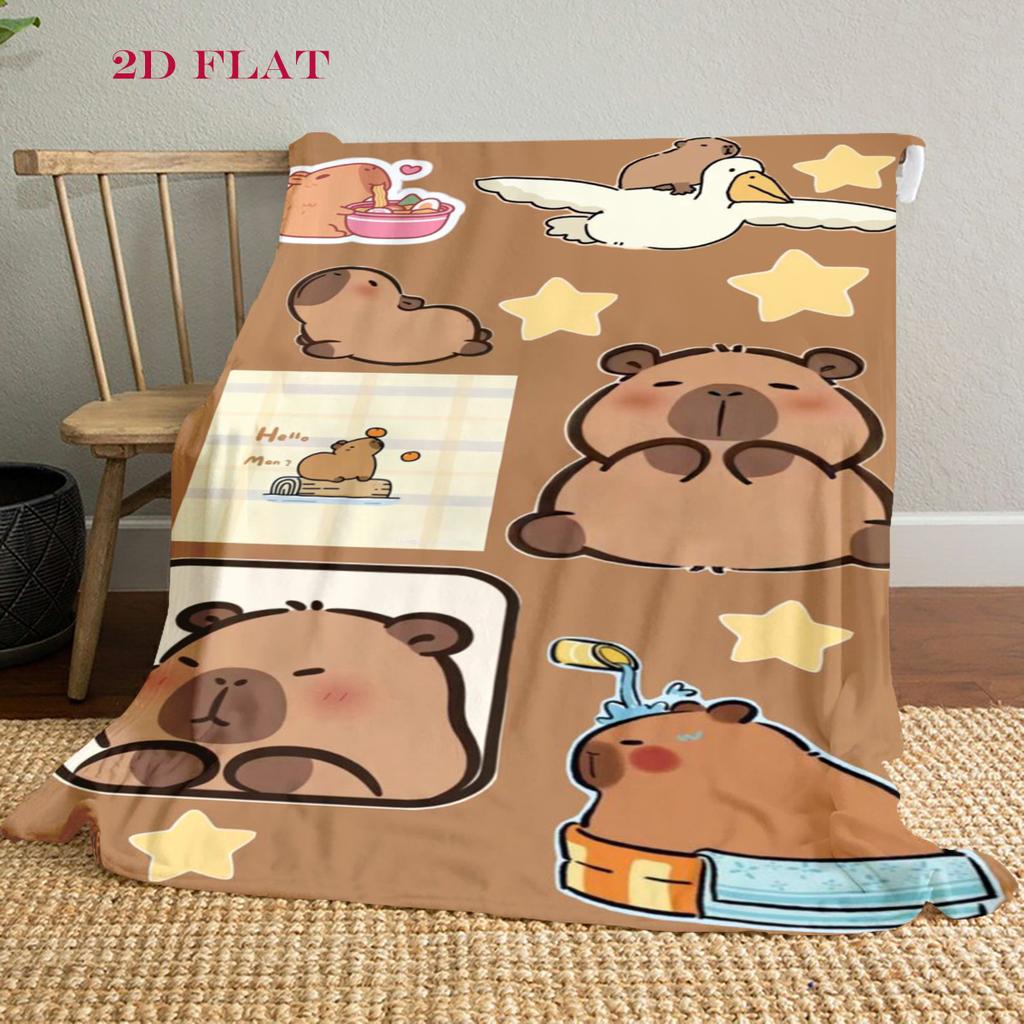 Adorable Capybara Moments Blanket Suitable for All Seasons Home Decor Christmas Gifts Digital Printing Office Rest Blanket