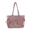 Women Wrinkled Shoulder Bag Glossy Tote Bag with Bows Large Capacity Handbag Purse for Daily Outings Street Commuting Parties Date