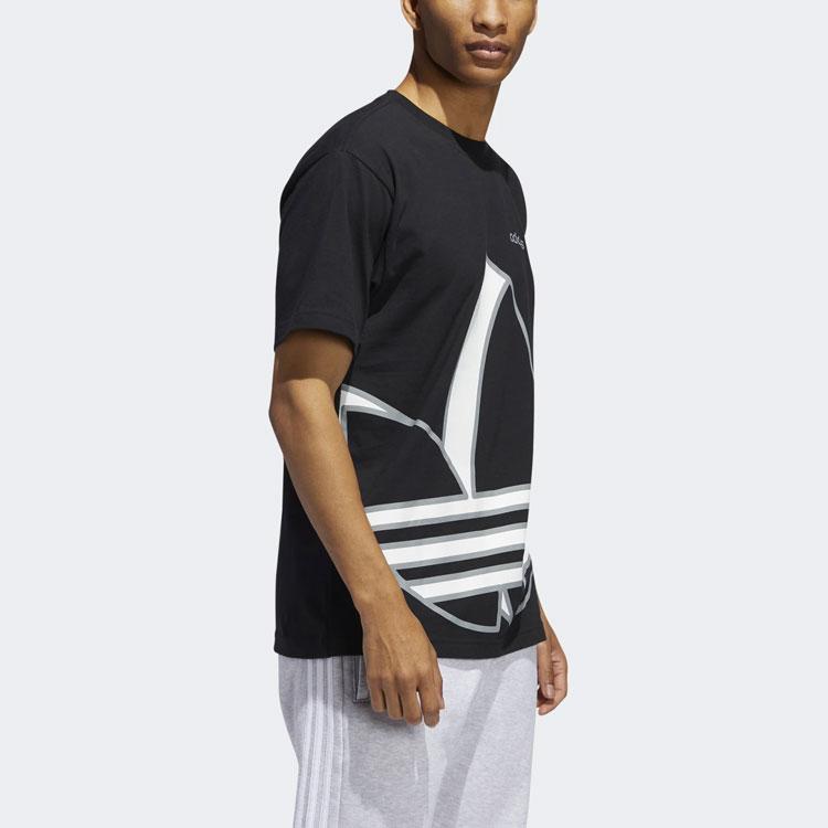 Adidas Originals Large Logo Print Sports Crew Neck Short Sleeve T-Shirt Men Tops Black GH9489