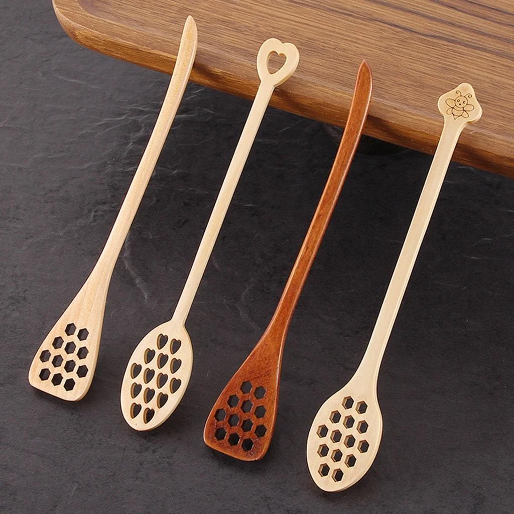 Baking Cooking Drizzler Saver Long Handle Handmade Stirrer Spoon Honey Dipper Mixing Stick