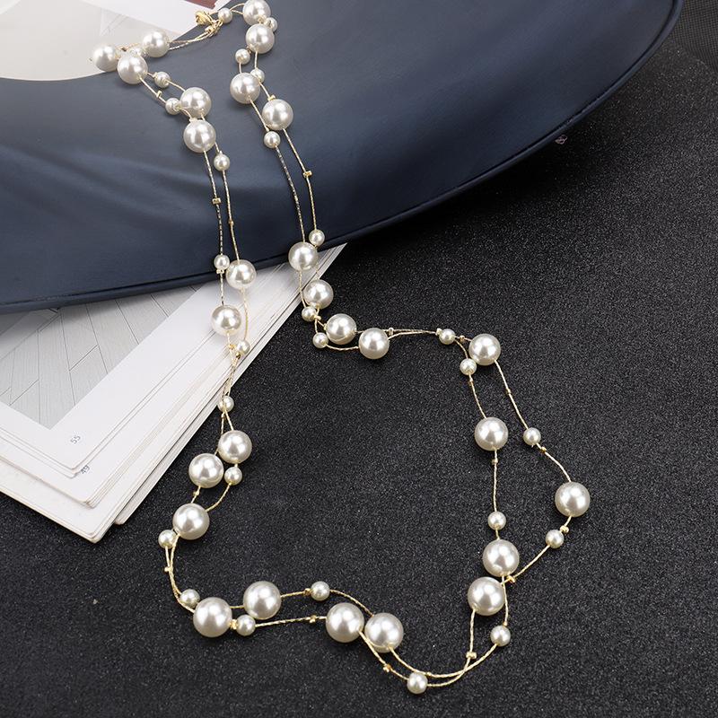 Long Necklace Korean Highlight Pearl Decorative Chain Temperament Versatile Sweater Chain Pendant