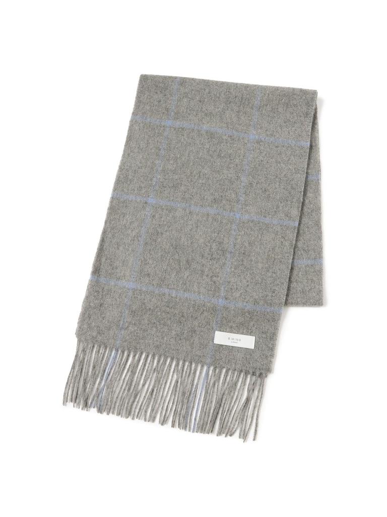 B:MING LIFE STORE by BEAMS Men's Windowpane Check Scarf, Grey Free