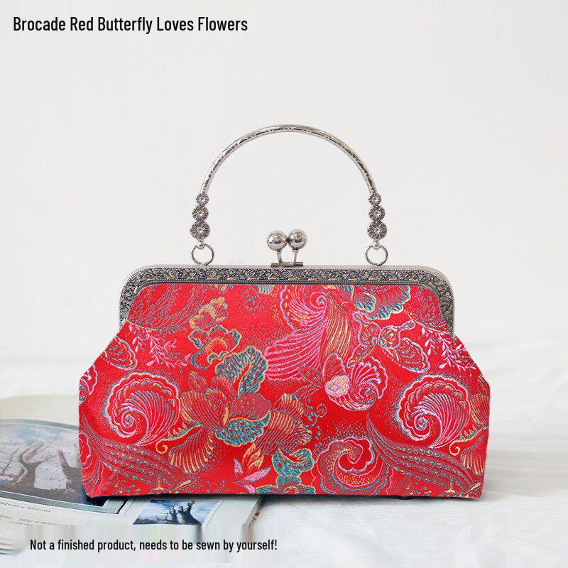 Short Style Handbag Material Kit - Handmade, Multiple Styles, Square Clasp Bag, Includes 20 Needles