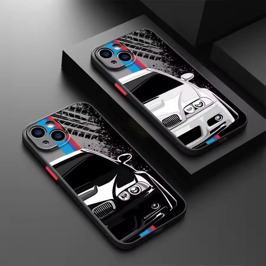 Etui na telefon Sportowe B Power Car M Logo do iPhone 16 Pro 11 12 Mini 13 14 Pro 15 Pro Max 7 8 Plus XR XS MAX Czarne Miękkie Krawędzie