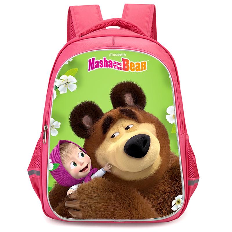 Masha And Bear School Bag Elementary School Cartoon High Definition Printing Large Capacity Zipper Oxford Lightweight Ridge Backpack