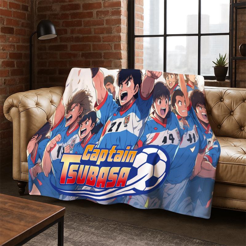 

Anime Captain Tsubasa Soccer Cartoon Flannel Blanket Soft Warm Blanket Throw Blanket for Bedroom Living Room Bed Travel Kids 75x90cm
