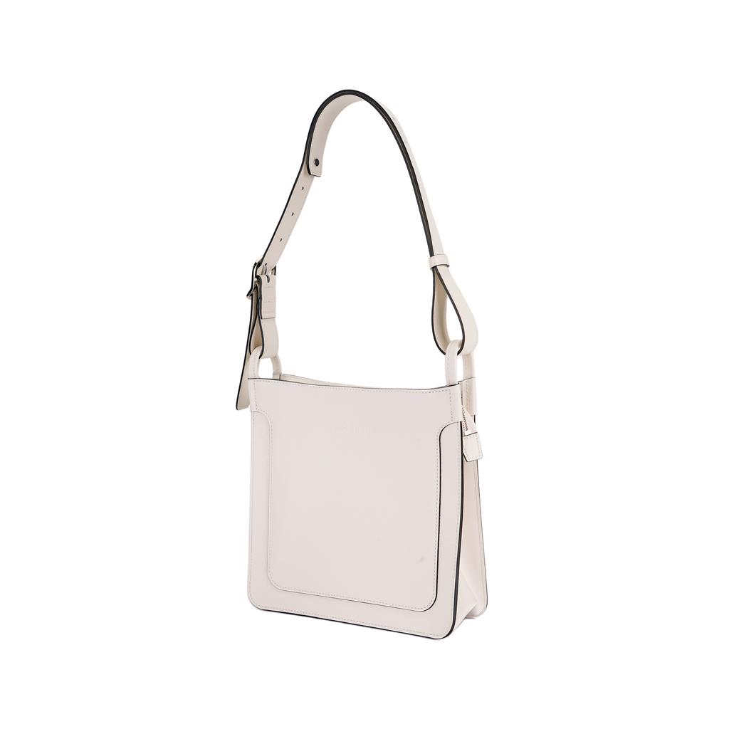 Longchamp Le Foulonné Silver Metal Zipper Closure Calfskin Hobo Bag Women Handbags White 10272HFI037