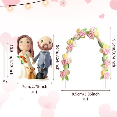 Blumenkranz Bogen Braut & Bräutigam Hochzeitstortenaufsatz Romantische Hochzeitsfeier Kuchen Dekoration Entzückende Figur Handwerk Geschenk