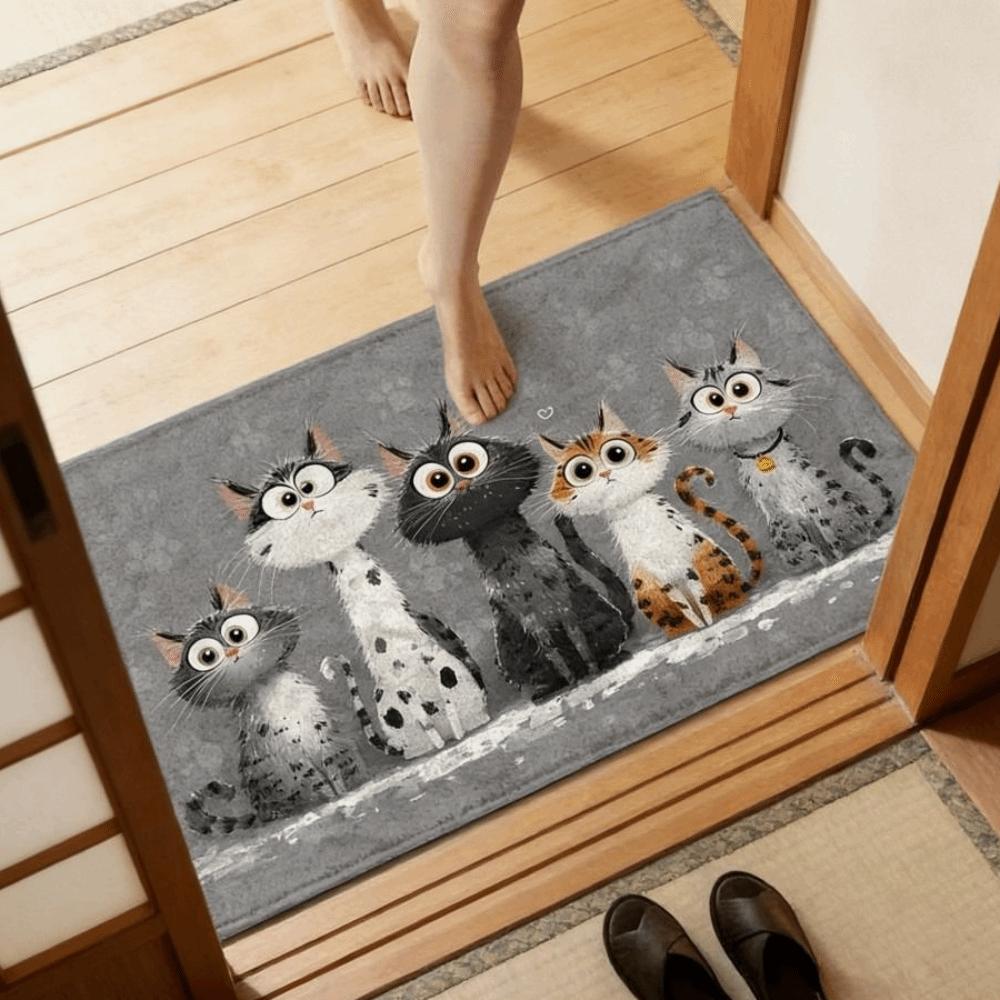 Cute Cat Pattern Doormat Water-absorbing Abrasion-resistant Bathroom Carpet Non-slip Durable Bedroom Door Rug Home Decor