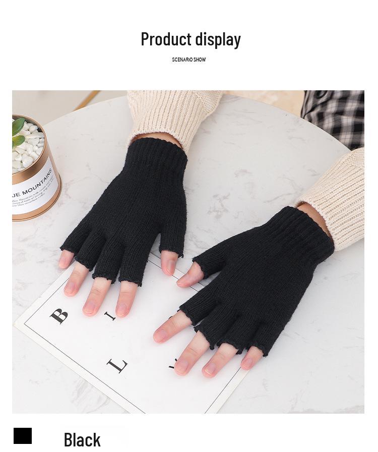 Unisex Wool Half-Finger Gloves for Autumn/Winter - Knitted Fingerless Gloves for Cycling & Typing