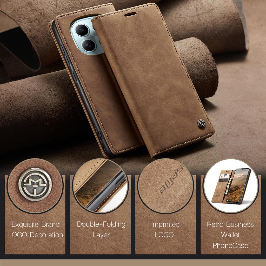 Luxury Retro Case for Xiaomi Redmi Note 15 5G Multiple Card Slots Stand Function Phone Cover for Note 15 5G Leather Wallet
