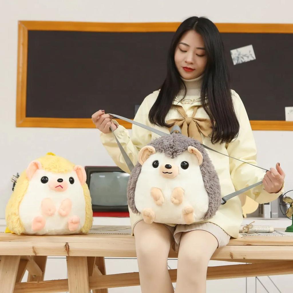 One Piece Cute Soft Hedgehog Plush Backpack Kawaii Comfortable School Bag Cartoon Animal Bag Children's Gift Boys Girls Student
