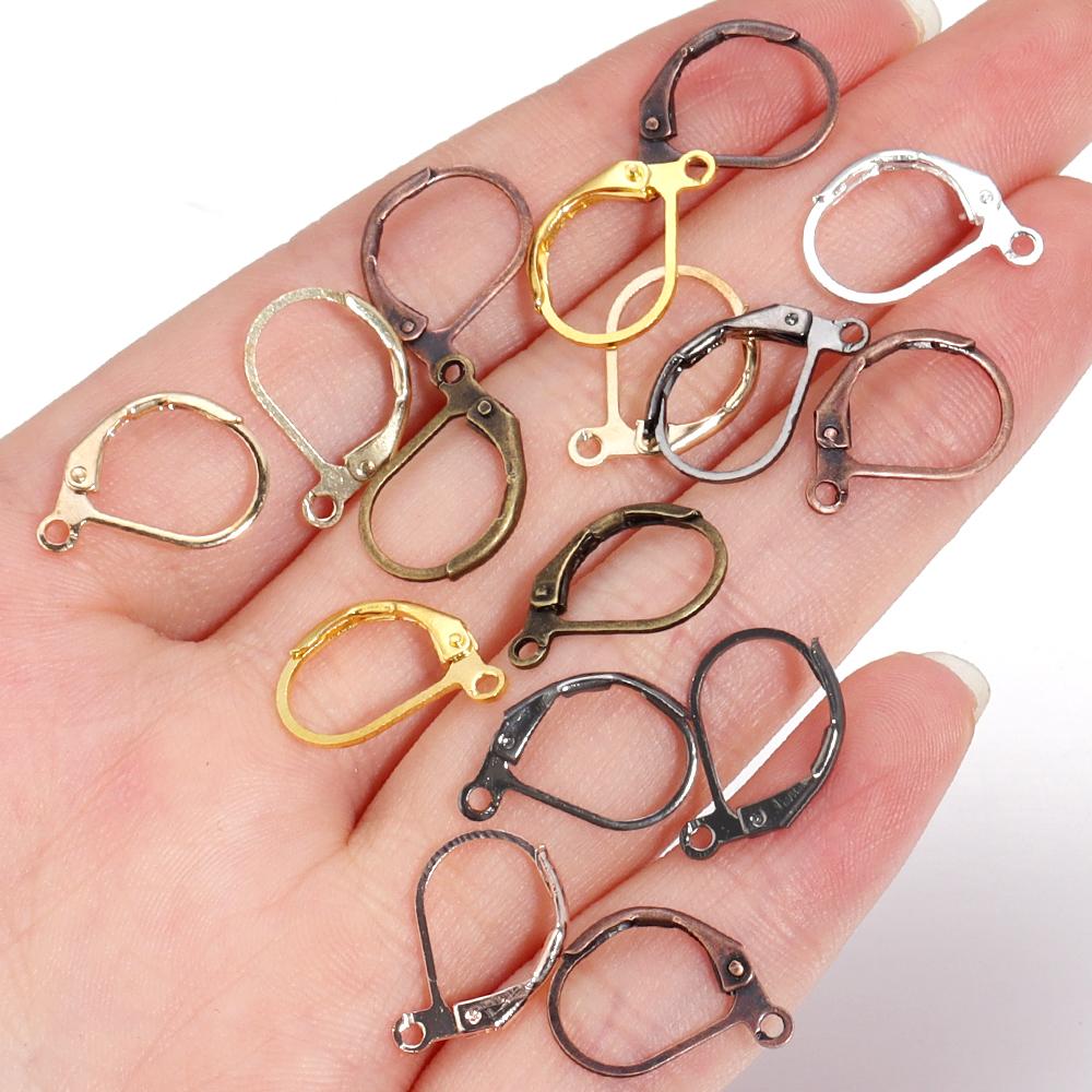 50pcs/lot D Shape Earring Hooks French Lever Back Earwire Alloy Earrings Clasps For Jewelry Making Findings DIY Accessories