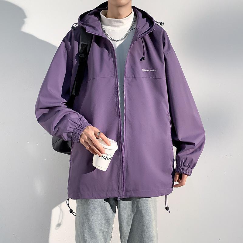 Men's and Women's Same Spring and Autumn Outdoor Waterproof Trend Fashionable Simple Versatile Hooded Elastic Jacket