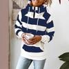 Europa Amerika Neuer Stil Damen Herbst Winter Personalisierter Streifen Mit Kapuze Mode Lässig Raglanärmel Kängurutasche Sweatshirt