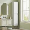 Wall-mounted Bathroom Cabinet, Lacquered Surface, 6 Shelves, MDF, White