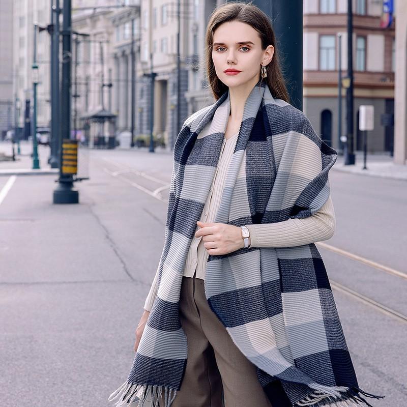 Womens Knitted Scarf With Fringe Warm Faux Cashmere Wrap Shawl Winter Unisex Stylish Accessory In Multiple Colors