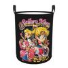 Custom Sailors Anime Moons Laundry Hamper Large Clothes Storage Basket Usagi Tsukino Cartoon Toys Bin Organizer for Nursery