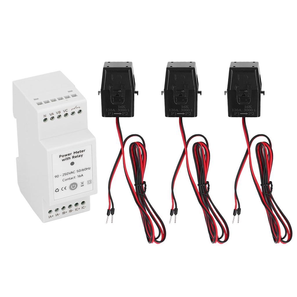 WiFi Energy Monitor 3 Phase 4 Wire Smart APP Control Electricity Usage Meter with Relay and 3x120A C
