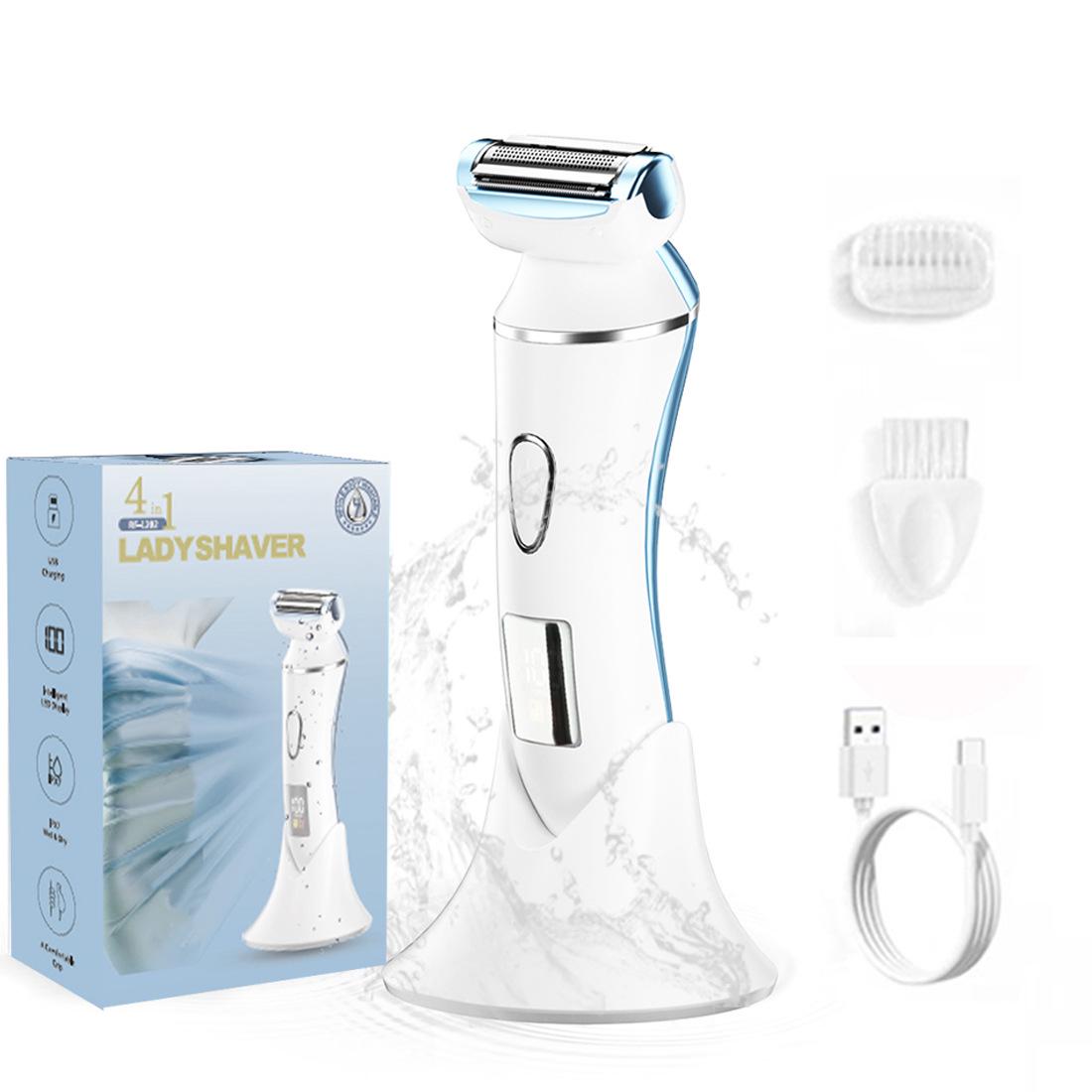 Женский водонепроницаемый электрический эпилятор и триммер с ЖК-дисплеем для ног, подмышек и интимных зон.