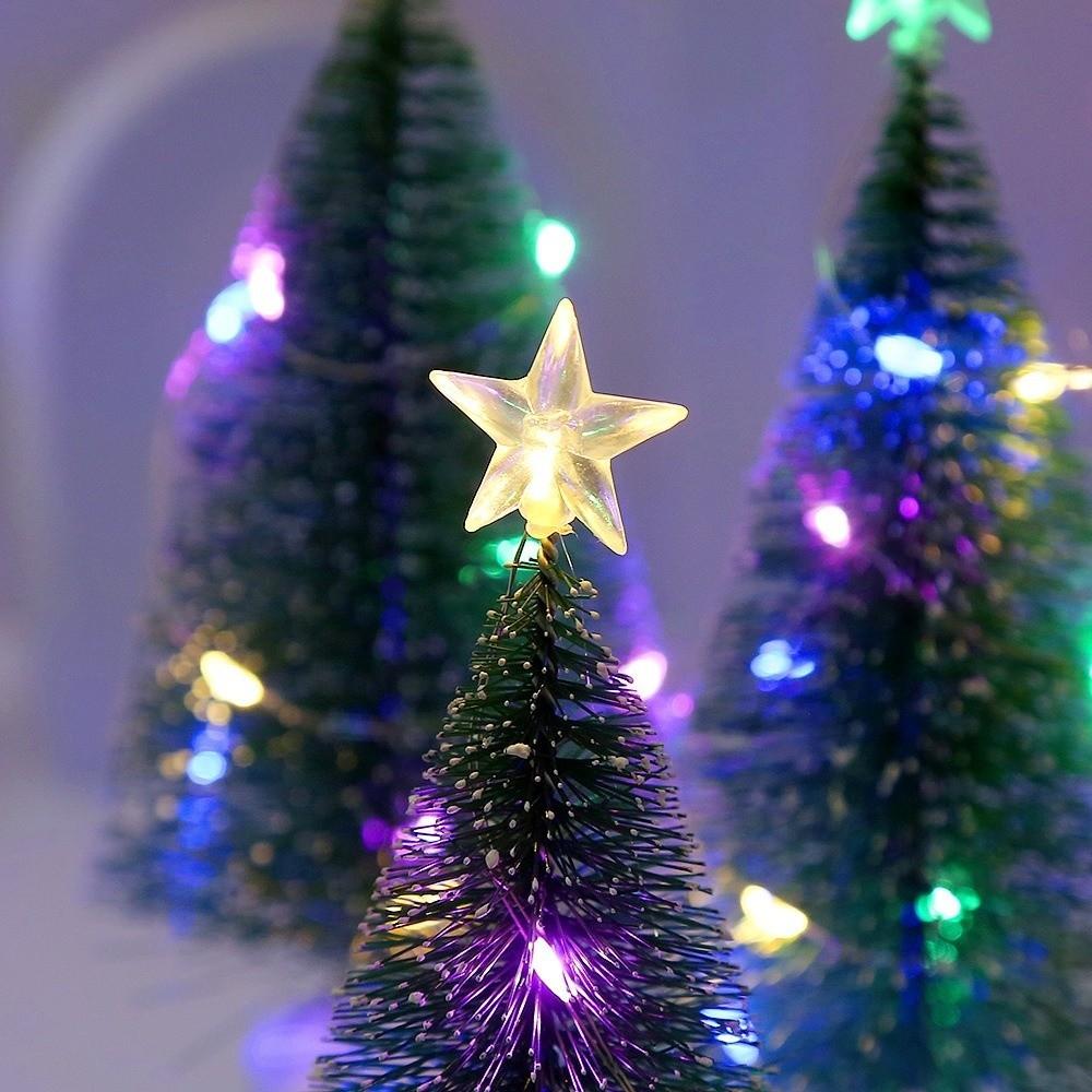 New Christmas Mini Christmas Trees LED with Stars Xmas Tree Ornament Colorful Lights Luminous Xmas Tree Home Decoration