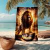 Custom Name Ultra-Soft Beach Towel with Lion Theme,Ideal for Pool - Camping, Diving - Perfect Travel Essential, Vibrant Beach Towel.